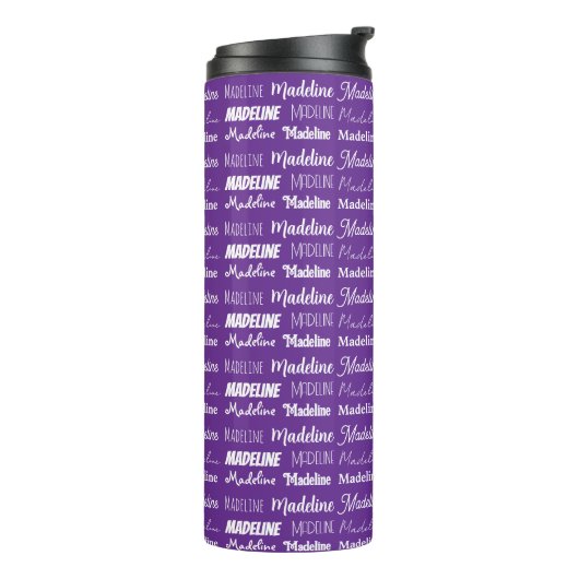 Pretty Purple Personalized Name Collage Thermosbeker (Gedraaid links)