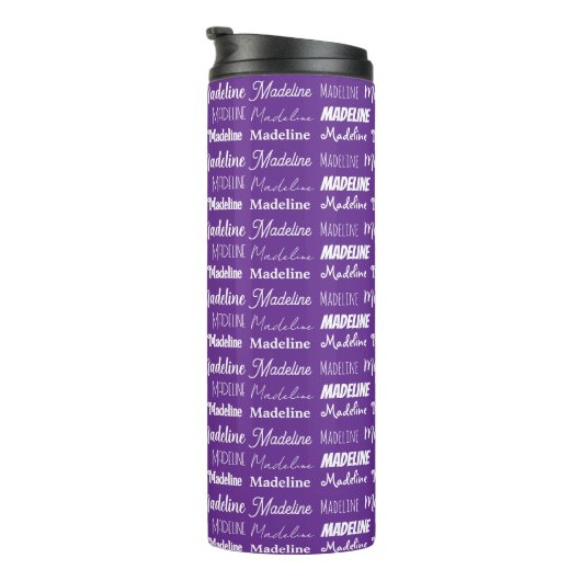 Pretty Purple Personalized Name Collage Thermosbeker (Geroteerd rechts)