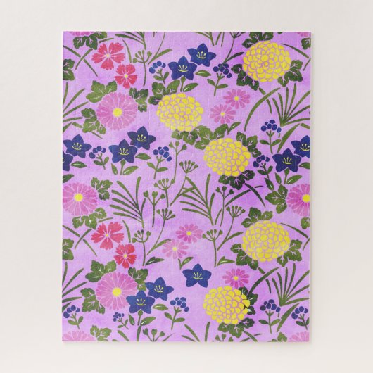Pretty Purple Vintage Flower Pattern Legpuzzel (Verticaal)