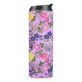 Pretty Purple Vintage Flower Pattern Thermosbeker (Gedraaid links)