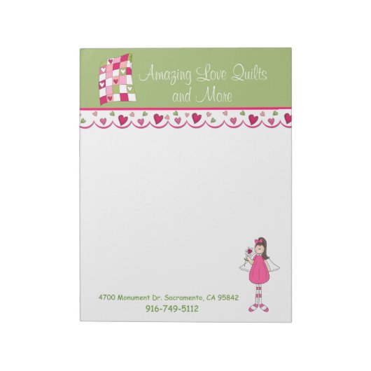 Pretty Quilting Business Large Note Pad Notitieblok (Linkerzijde)