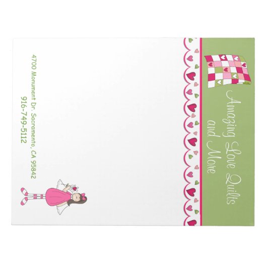Pretty Quilting Business Large Note Pad Notitieblok (Voorkant)