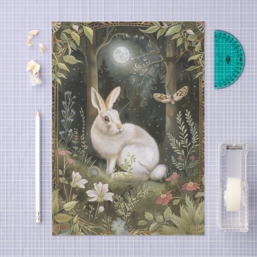 Pretty Rabbit in the Moonlight Illustration Tissuepapier (Craft)