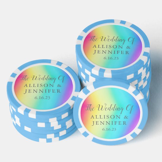 Pretty Rainbow Personalized Wedding Poker Chips (Opstapeling)