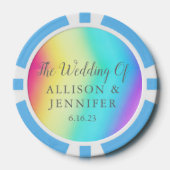 Pretty Rainbow Personalized Wedding Poker Chips (Voorkant)