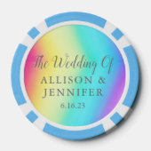 Pretty Rainbow Personalized Wedding Poker Chips (Achterkant)