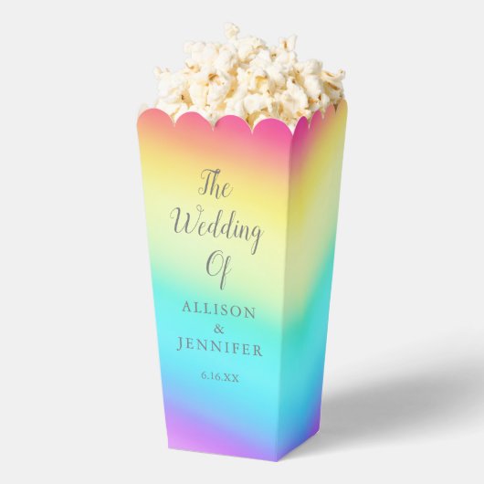 Pretty Rainbow Personalized Wedding Popcorn Bedankdoosjes (Popped)