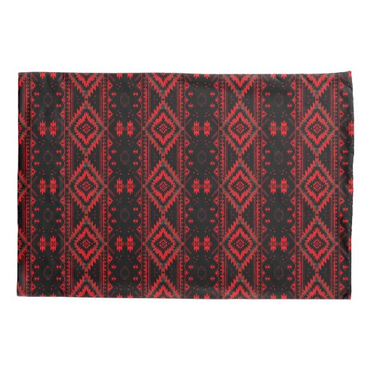 Pretty Red and Black Native American Pattern Kussensloop (Achterkant-Links)