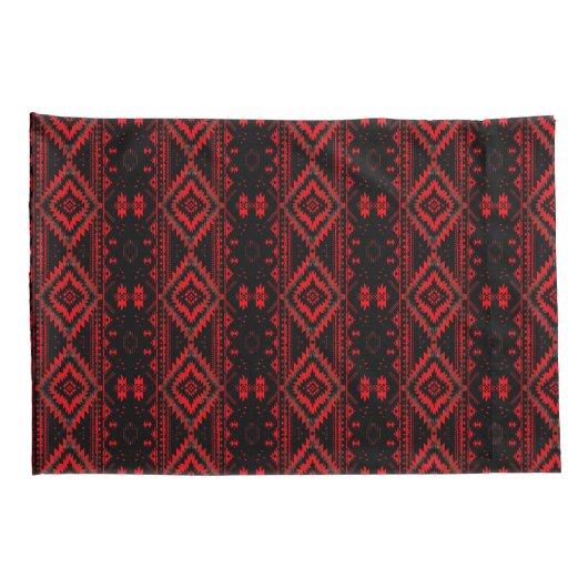 Pretty Red and Black Native American Pattern Kussensloop (Achterkant-Rechts)