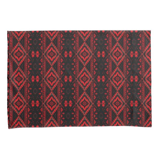 Pretty Red and Black Native American Pattern Kussensloop (Voorkant-Rechts)