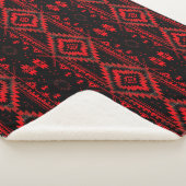 Pretty Red and Black Native American Pattern Sherpa Deken (3/4)