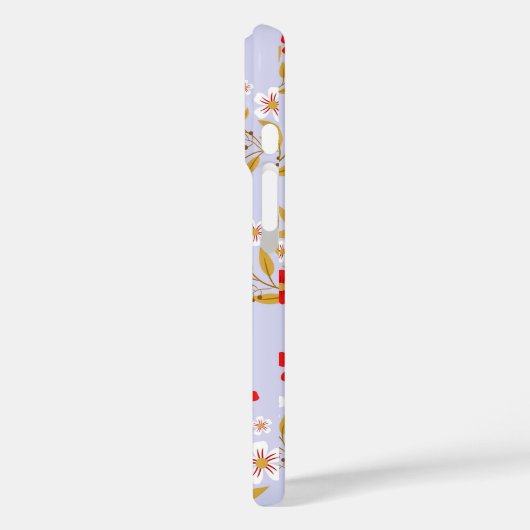 Pretty Red and White Floral Pattern Personalised Case-Mate iPhone Case (Achterkant / Links)