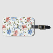 Pretty Red Blue Flowers Bagagelabel (Voorkant (horizontaal))