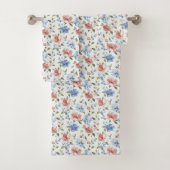 Pretty Red Blue Flowers Birthday Bad Handdoek (Insitu)