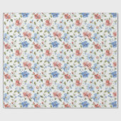 Pretty Red Blue Flowers Birthday Cadeaupapier (Vlak)