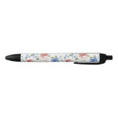Pretty Red Blue Flowers Zwarte Inkt Pen (Bodem)