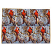 Pretty Red Cardinal Bird Perched on Branch Groot Cadeauzakje (Achterkant)