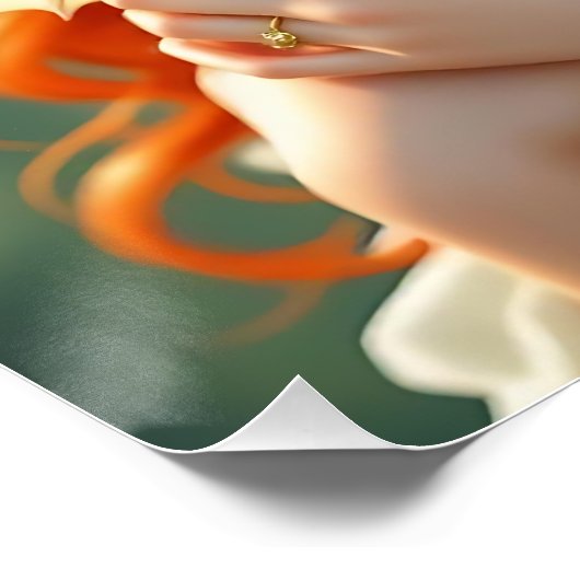 Pretty Red Haired Fairy with Dragon Perfect Poster (Hoek)