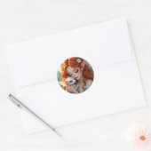 Pretty Red Haired Fairy with Dragon  Ronde Sticker (Envelop)