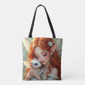 Pretty Red Haired Fairy with Dragon Tote Bag (Achterkant)