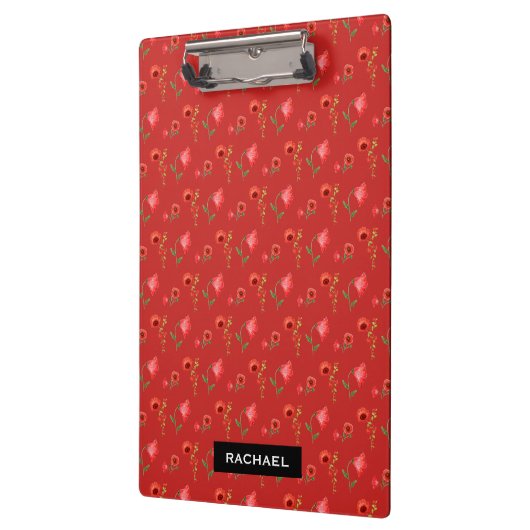 Pretty Red Poppies Pattern Personalised Klembord (Links)