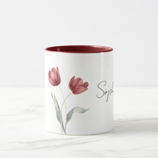 Pretty Red Tulip Flowers Mok (Midden)