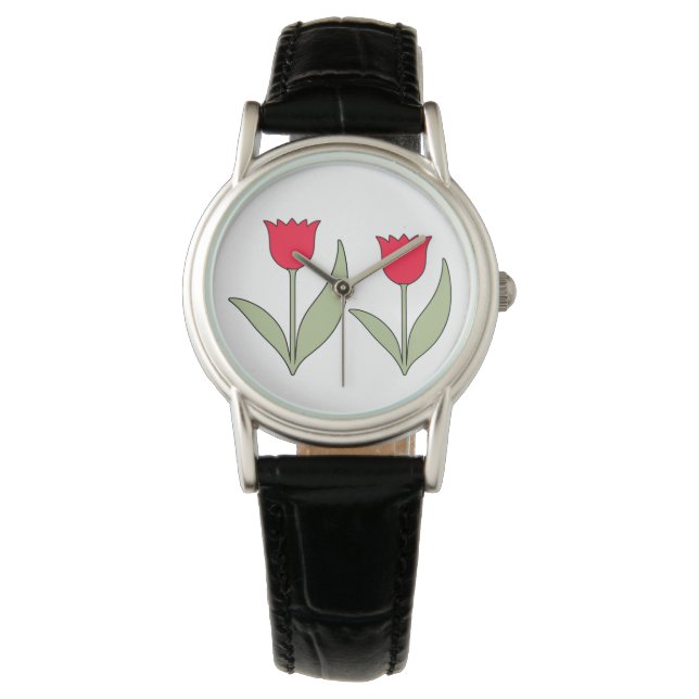 pretty red tulips horloge (Voorkant)
