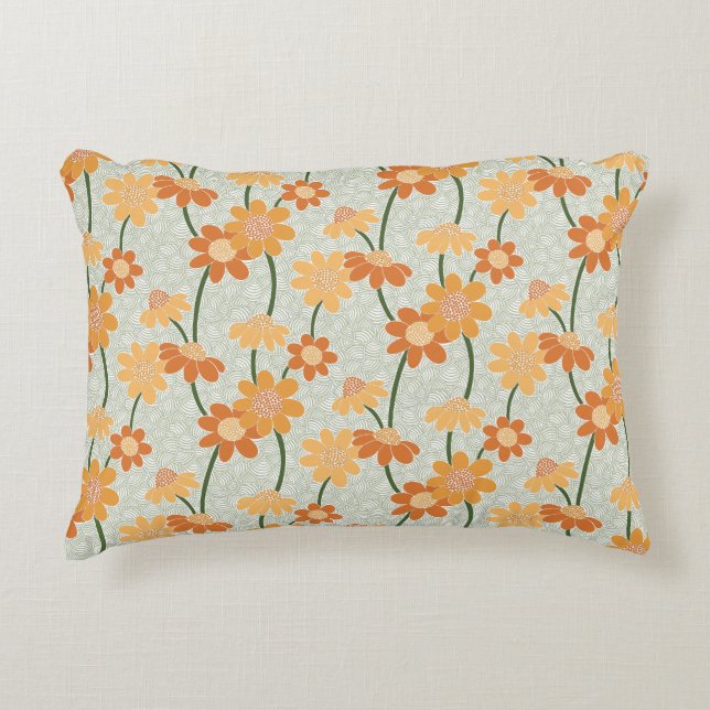 Pretty retro muted 1970s flowers accent kussen (Voorkant)