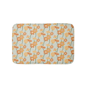 Pretty retro muted 1970s flowers badmat