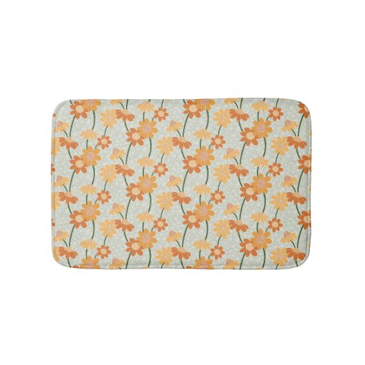 Pretty retro muted 1970s flowers badmat (Voorkant)