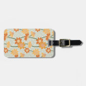 Pretty retro muted 1970s flowers bagagelabel (Voorkant horizontaal)