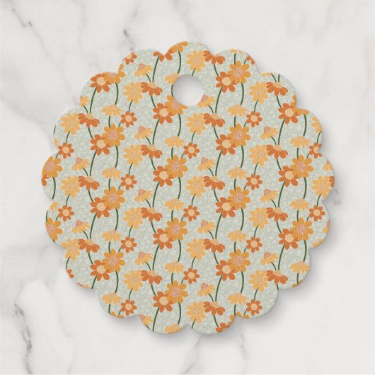 Pretty retro muted 1970s flowers bedankjes labels (Achterkant)