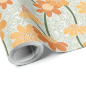 Pretty retro muted 1970s flowers cadeaupapier (Rol Hoek)