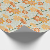Pretty retro muted 1970s flowers cadeaupapier (Hoek)