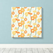 Pretty retro muted 1970s flowers canvas afdruk (Insitu (Houten vloer))