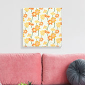 Pretty retro muted 1970s flowers canvas afdruk (Insitu (Woonkamer))
