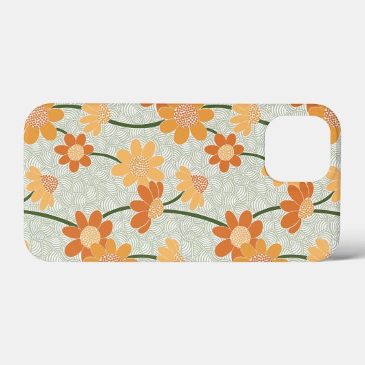 Pretty retro muted 1970s flowers Case-Mate iPhone case (Achterkant (horizontaal))