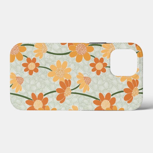 Pretty retro muted 1970s flowers Case-Mate iPhone case (Achterkant (horizontaal))