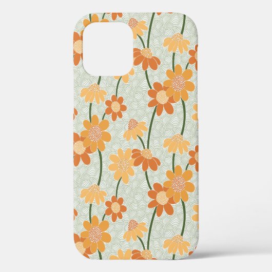 Pretty retro muted 1970s flowers Case-Mate iPhone case (Achterkant)