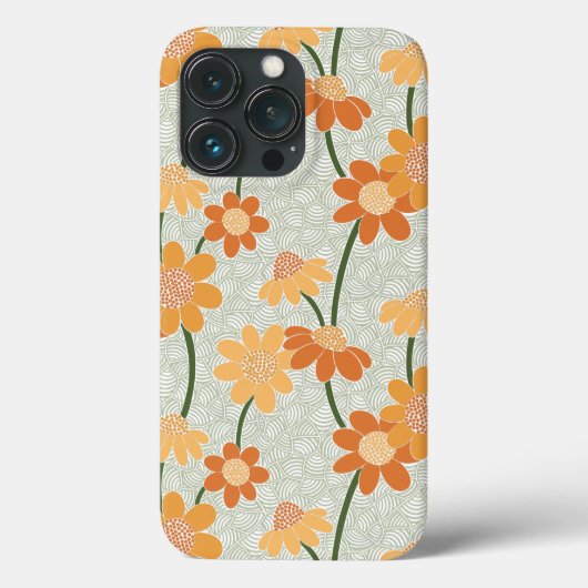 Pretty retro muted 1970s flowers Case-Mate iPhone case (Achterkant)