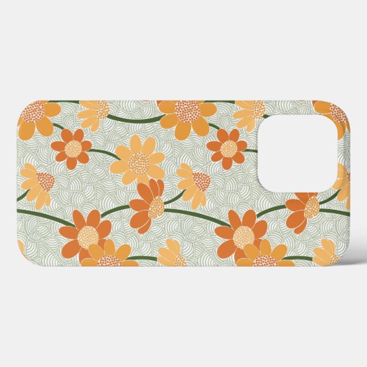 Pretty retro muted 1970s flowers Case-Mate iPhone case (Achterkant (horizontaal))