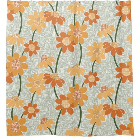 Pretty retro muted 1970s flowers douchegordijn (Voorkant)