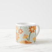 Pretty retro muted 1970s flowers espresso kop (Voorkant rechts)
