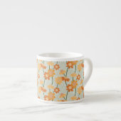 Pretty retro muted 1970s flowers espresso kop (Voorkant rechts)