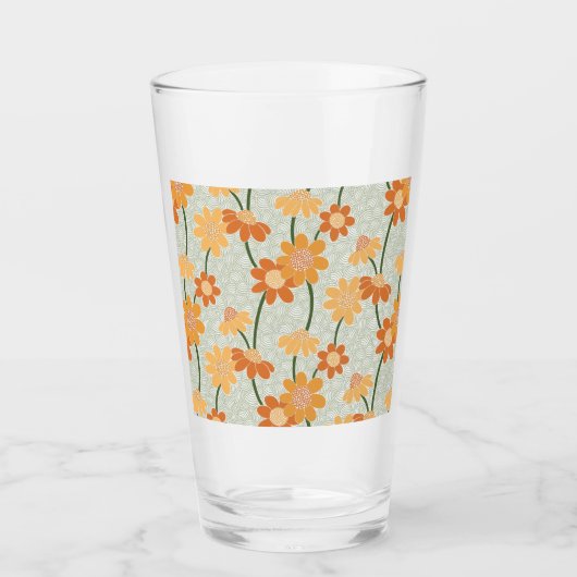 Pretty retro muted 1970s flowers glas (Voorkant)