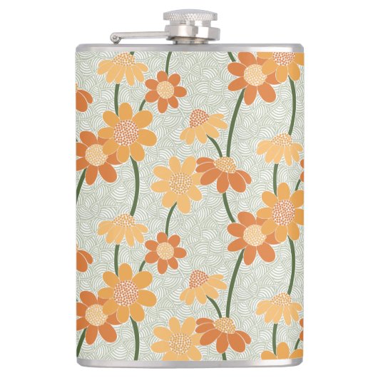 Pretty retro muted 1970s flowers heupfles (Voorkant)
