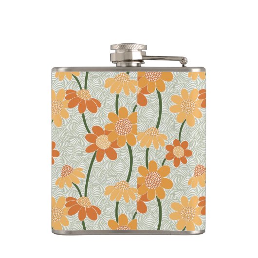 Pretty retro muted 1970s flowers heupfles (Achterkant)