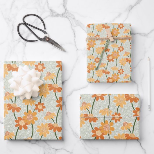 Pretty retro muted 1970s flowers inpakpapier vel (Voorkant)