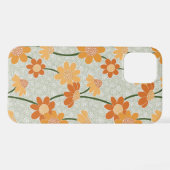 Pretty retro muted 1970s flowers iPhone hoesje (Achterkant horizontaal)