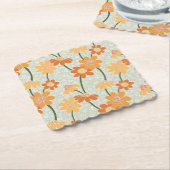 Pretty retro muted 1970s flowers kartonnen onderzetters (Gebogen)